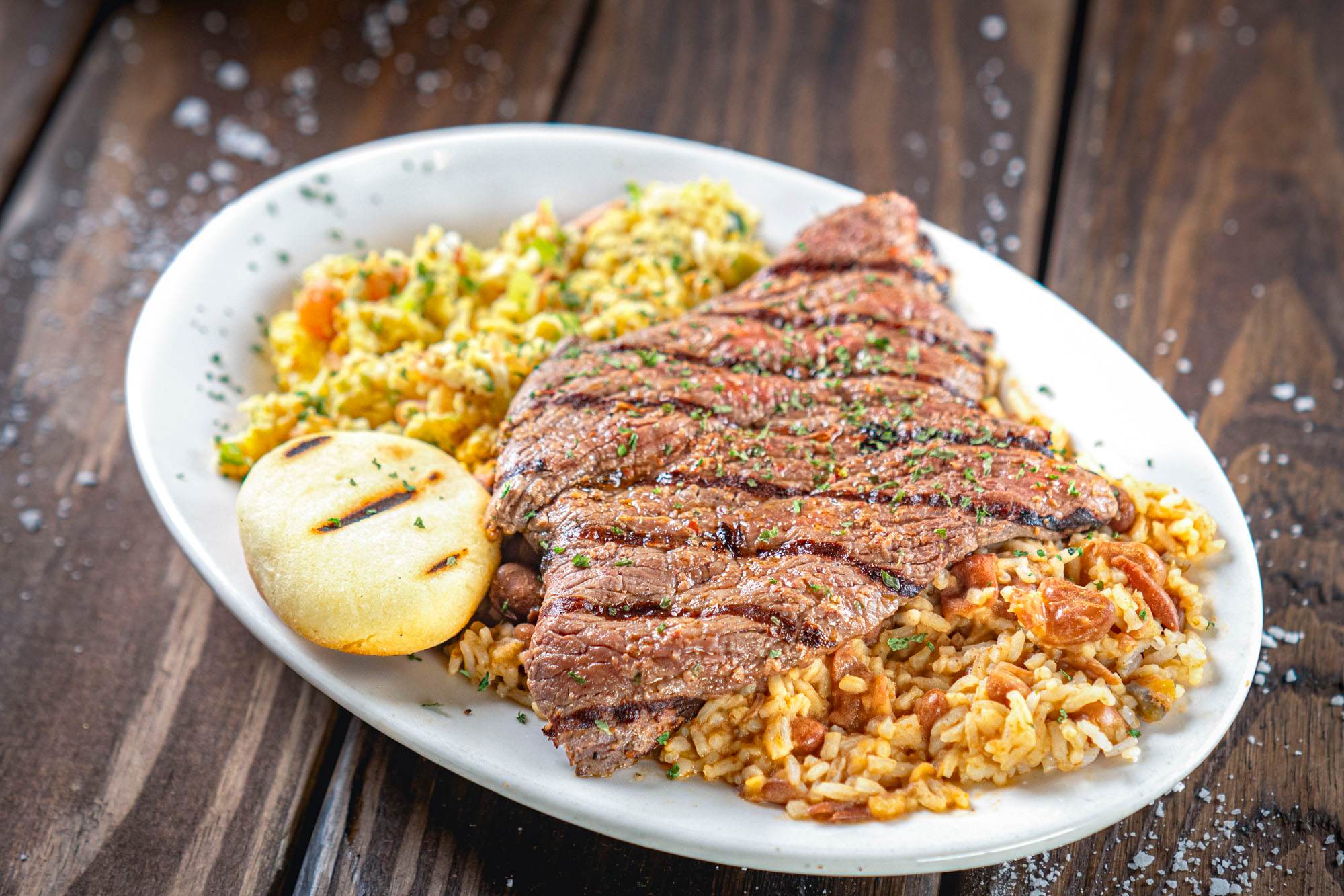 Calentado Con Carne Asada Huevos Al Gusto, as photographed for the restaurant's online menu.